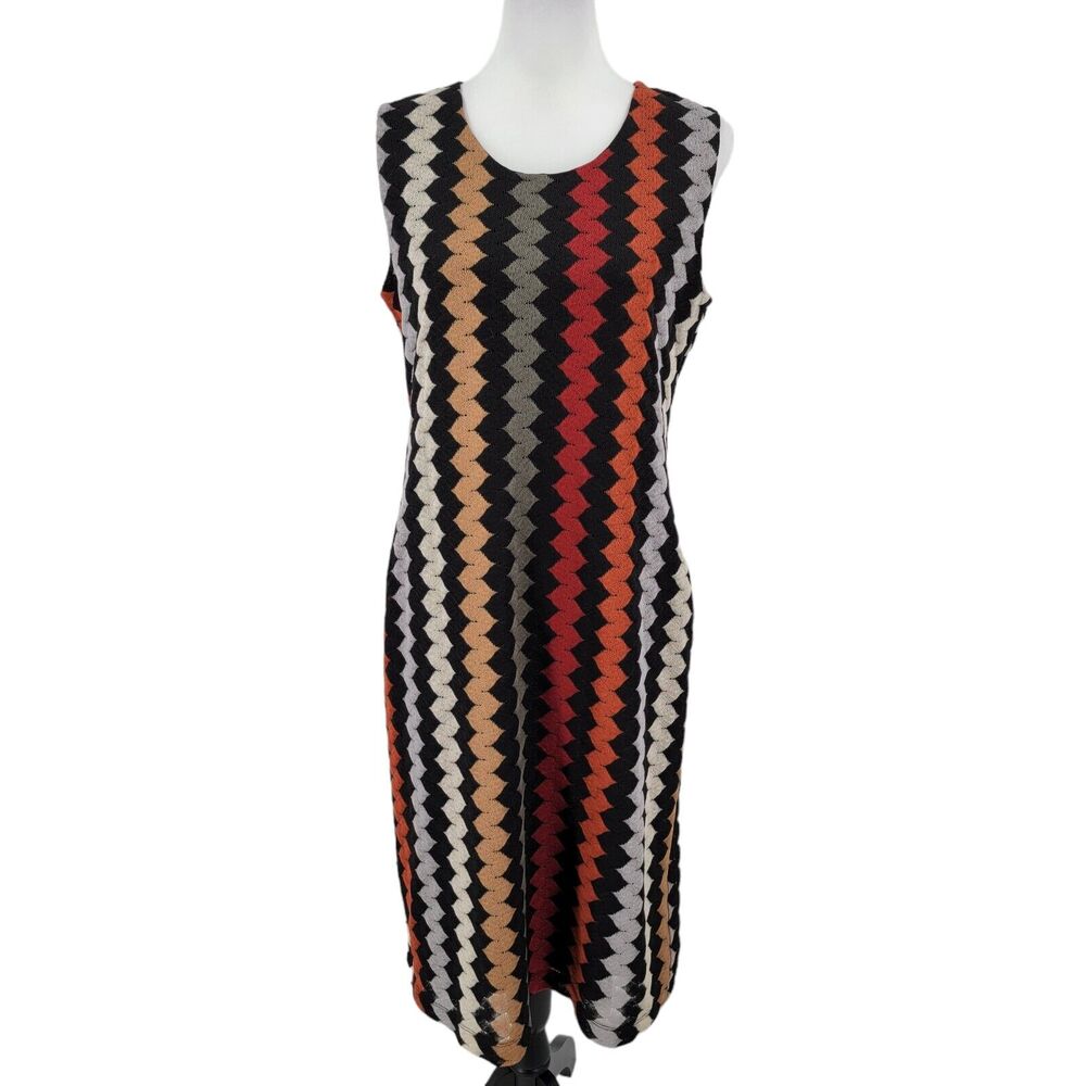 CSC Studio Dress Womens Medium Chevron Knit Lined Maxi Sleeveless Boho